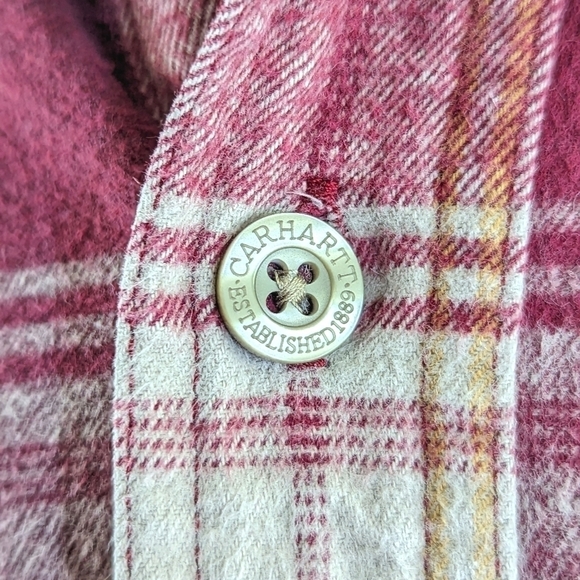 Carhartt Hubbard Cotton Flannel Button Down in Red and Orange Size Large - Picture 7 of 10
